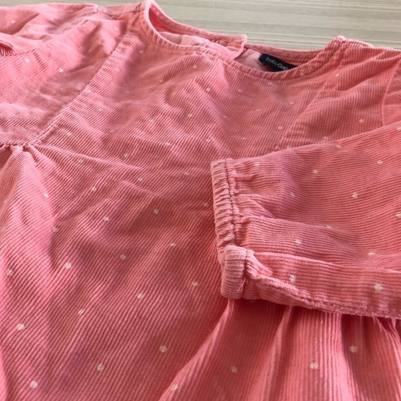 🎉3 For 15$🎉Gap Girl Pink Corduroy Polka Dots Long Sleeves Tee Size 12-18 M - Picture 3 of 4